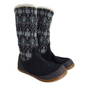 Smartwool Over Easy Slippers Size 7 Pull On Mid Calf Boots Rubber Sole Fair Isle